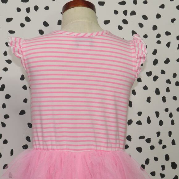 Pink & Violet Striped Sequin Heart Tulle Layered Girls Dress - Picture 4 of 6